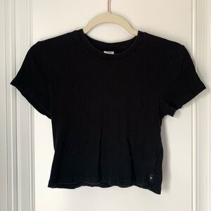 TNA Black Fitted Crop Short Sleeve Tee